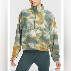 Nike One Women's Therma-FIT Oversized 1/2-Zip Fleece Printed Top size XS